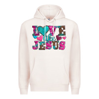 Pale Pink love like jesus valentine's day Premium Hoodie - AdoDesignShop