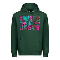 Sports Green love like jesus valentine's day Premium Hoodie - AdoDesignShop