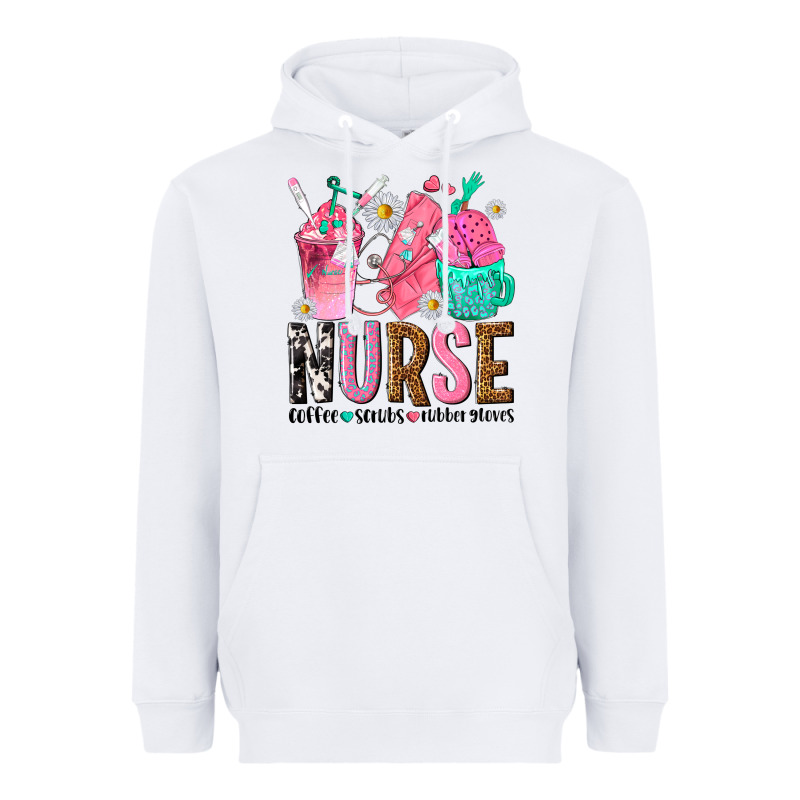 Nurse Coffee Scrubs Rubber Gloves Heavyweight Hoodie by texasbilliewilder | Teevron