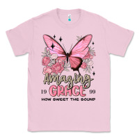 Bubblegum Pink amazing grace how sweet the sound butterfly Classic Tee - MaliasSmallBusiness