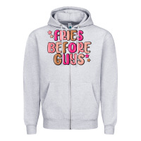 Heather Grey fries before guys Zipper Hoodie - MaliasSmallBusiness