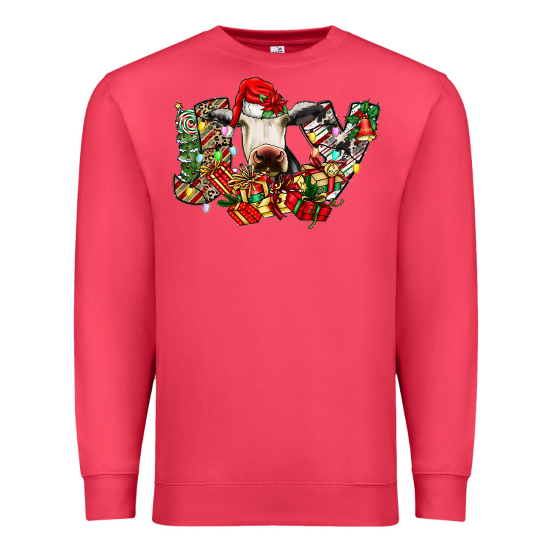 Christmas Joy Cow Premium Sweatshirt by CowhideDigitalArt | Teevron