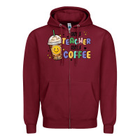 Burgundy half teacher half coffee Zipper Hoodie - MaliasSmallBusiness