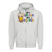 Dove Grey half teacher half coffee Zipper Hoodie - MaliasSmallBusiness