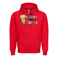Red half teacher half coffee Zipper Hoodie - MaliasSmallBusiness