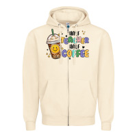 Sandshell half teacher half coffee Zipper Hoodie - MaliasSmallBusiness