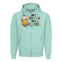 Seafoam half teacher half coffee Zipper Hoodie - MaliasSmallBusiness