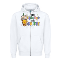 White half teacher half coffee Zipper Hoodie - MaliasSmallBusiness