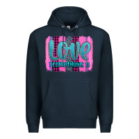 Navy love corinthians 13 valentine's day brushstroke Premium Hoodie - AdoDesignShop