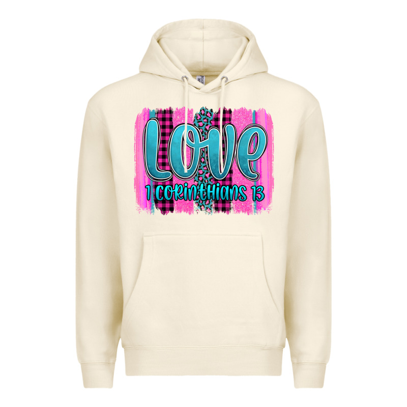 Love Corinthians 13 Valentine's Day Brushstroke Premium Hoodie by AdoDesignShop | Teevron
