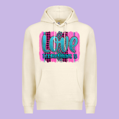 Love Corinthians 13 Valentine's Day Brushstroke Premium Hoodie Designed By Adodesignshop