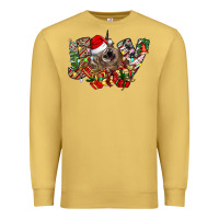Antique Gold christmas joy highland cow Premium Sweatshirt - CowhideDigitalArt