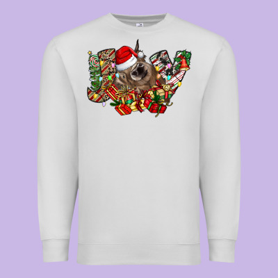 Christmas Joy Highland Cow Premium Sweatshirt Designed By Cowhidedigitalart