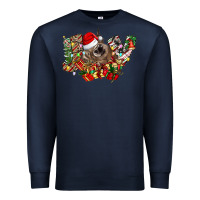 Navy christmas joy highland cow Premium Sweatshirt - CowhideDigitalArt