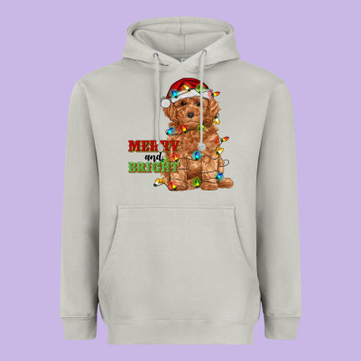Merry And Bright Toy Poodle Heavyweight Hoodie Designed By Ranaportraitstore
