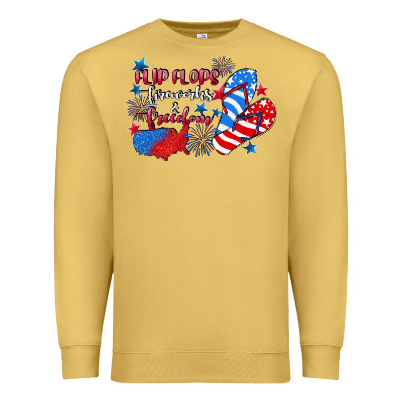 Flip Flops Fireworks & Freedom 4th Of July Premium Sweatshirt by CowGirlArtShop | Teevron