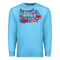 Ocean Blue Flip flops fireworks & freedom 4th of july Premium Sweatshirt - CowGirlArtShop