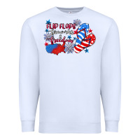 White Flip flops fireworks & freedom 4th of july Premium Sweatshirt - CowGirlArtShop