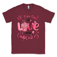 Burgundy all you need is love and cupcakes valentines day Classic Tee - MaliasSmallBusiness