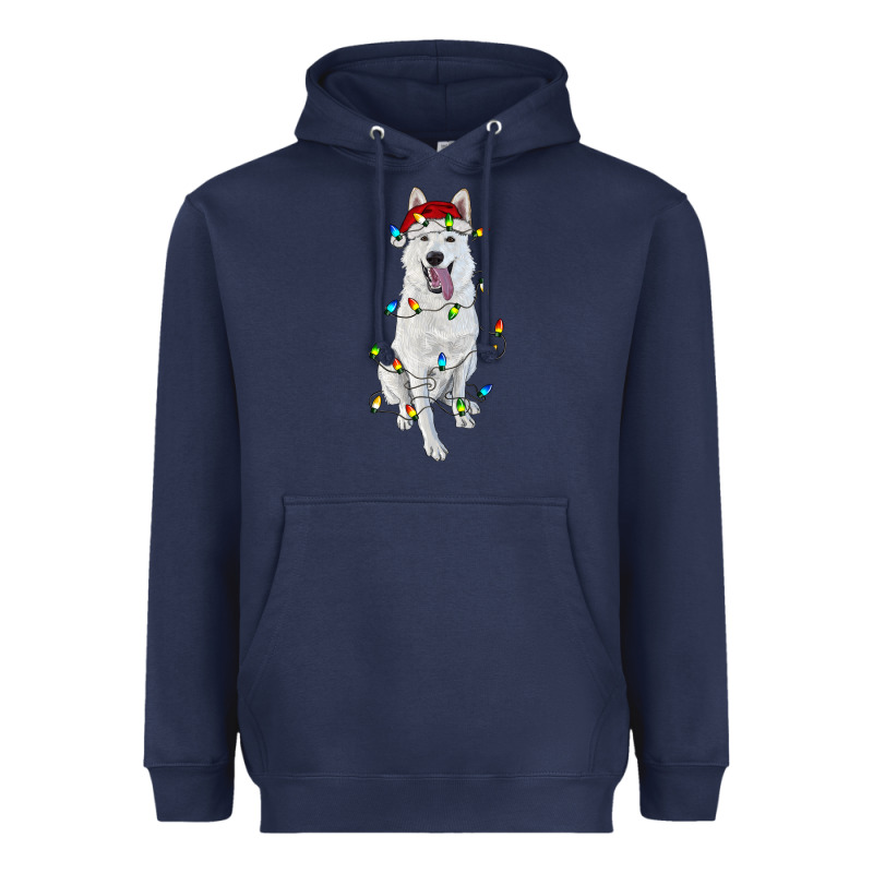 Christmas White Shepherd With Christmas Lights Heavyweight Hoodie by RanaPortraitStore | Teevron