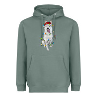 Sage christmas white shepherd with christmas lights Heavyweight Hoodie - RanaPortraitStore