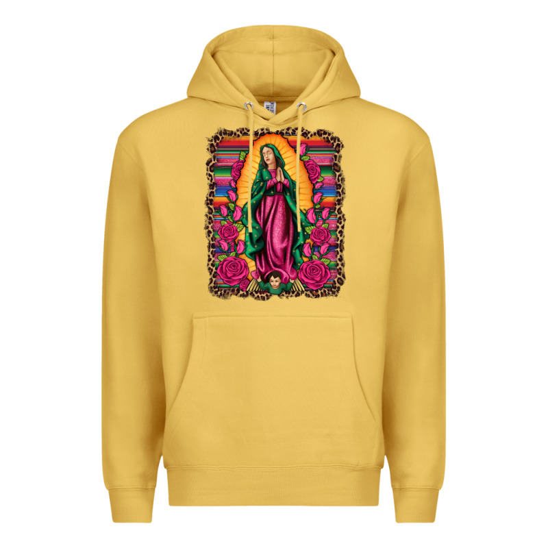Our Lady Of Guadalupe Serape Background Premium Hoodie by Artiststas | Teevron
