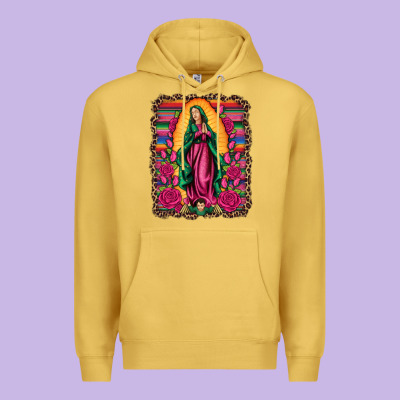 Our Lady Of Guadalupe Serape Background Premium Hoodie Designed By Artiststas