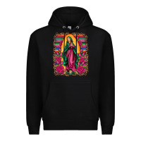 Black our lady of guadalupe serape background Premium Hoodie - Artiststas