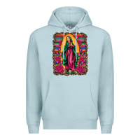 Blue Mist our lady of guadalupe serape background Premium Hoodie - Artiststas