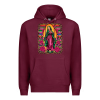 Burgundy our lady of guadalupe serape background Premium Hoodie - Artiststas