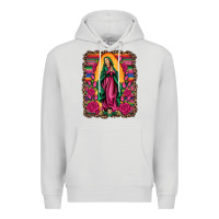 Dove Grey our lady of guadalupe serape background Premium Hoodie - Artiststas