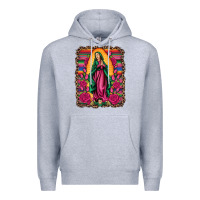 Heather Grey our lady of guadalupe serape background Premium Hoodie - Artiststas