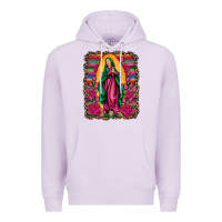 Lilac our lady of guadalupe serape background Premium Hoodie - Artiststas