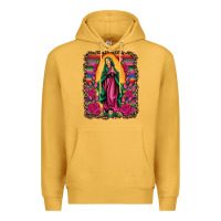 Mustard our lady of guadalupe serape background Premium Hoodie - Artiststas