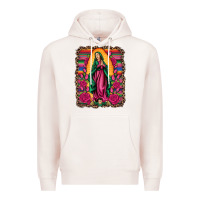 Pale Pink our lady of guadalupe serape background Premium Hoodie - Artiststas
