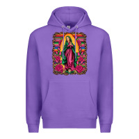 Purple our lady of guadalupe serape background Premium Hoodie - Artiststas