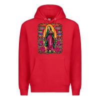 Red our lady of guadalupe serape background Premium Hoodie - Artiststas