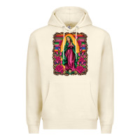 Sandshell our lady of guadalupe serape background Premium Hoodie - Artiststas