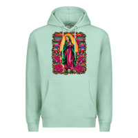 Seafoam our lady of guadalupe serape background Premium Hoodie - Artiststas