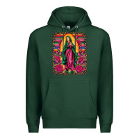 Sports Green our lady of guadalupe serape background Premium Hoodie - Artiststas