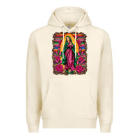Tofu our lady of guadalupe serape background Premium Hoodie - Artiststas