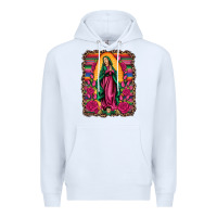 White our lady of guadalupe serape background Premium Hoodie - Artiststas