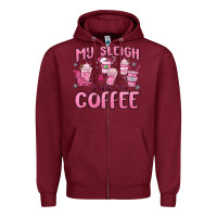 Burgundy my sleigh runs on coffee Zipper Hoodie - MaliasSmallBusiness