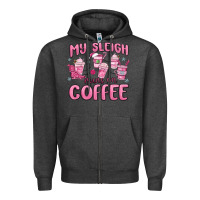 Charcoal Heather my sleigh runs on coffee Zipper Hoodie - MaliasSmallBusiness