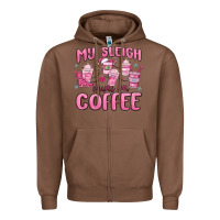 Chestnut my sleigh runs on coffee Zipper Hoodie - MaliasSmallBusiness