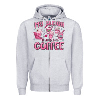 Heather Grey my sleigh runs on coffee Zipper Hoodie - MaliasSmallBusiness