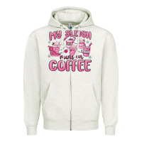 Oatmeal Heather my sleigh runs on coffee Zipper Hoodie - MaliasSmallBusiness