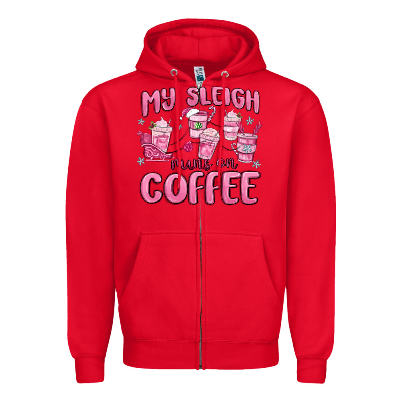 My Sleigh Runs On Coffee Zipper Hoodie by MaliasSmallBusiness | Teevron