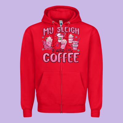 Zipper Hoodie my sleigh runs on coffee