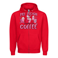 Red my sleigh runs on coffee Zipper Hoodie - MaliasSmallBusiness